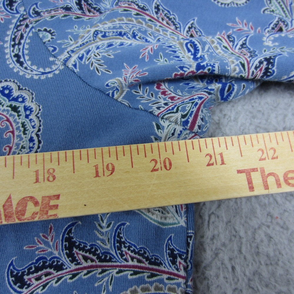 J. Jill Shirt Womens Large Blue Paisley Pima Cotton 3/4 Sleeve comfy casual - Picture 7 of 9